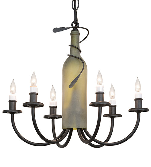 18" Wide Tuscan Vineyard 6 Lt Wine Bottle Chandelier