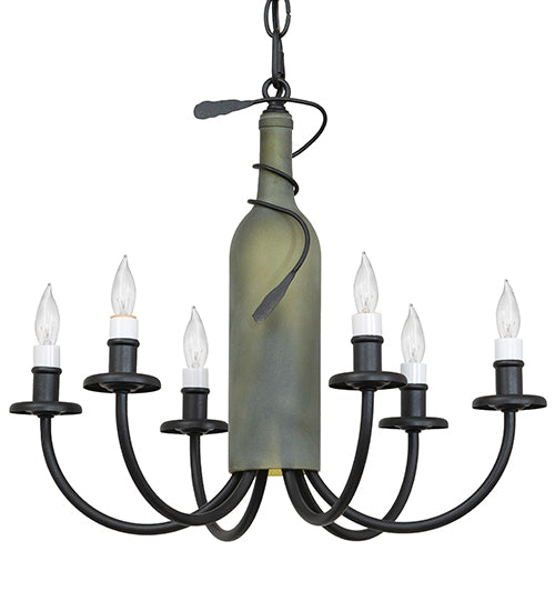 18" Wide Tuscan Vineyard 6 Lt Wine Bottle Chandelier