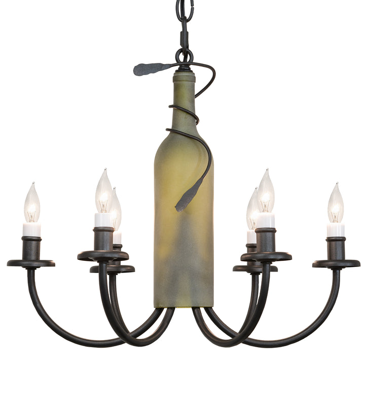 18" Wide Tuscan Vineyard 6 Lt Wine Bottle Chandelier