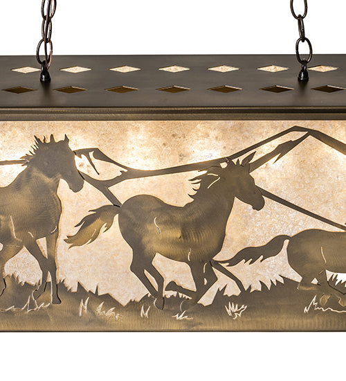 33" Long Running Horses Oblong Pendant