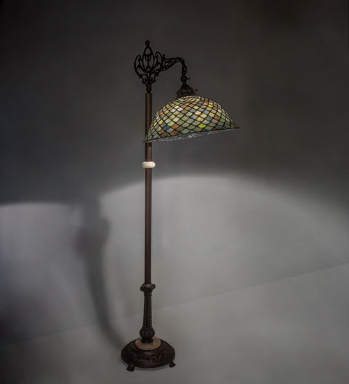 60"H Tiffany Fishscale Bridge Arm Floor Lamp