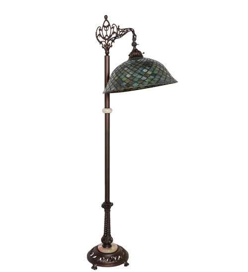 60"H Tiffany Fishscale Bridge Arm Floor Lamp