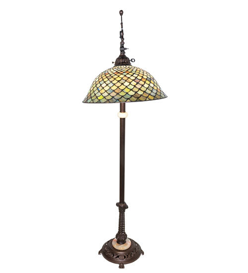 60"H Tiffany Fishscale Bridge Arm Floor Lamp