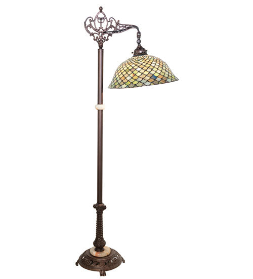 60"H Tiffany Fishscale Bridge Arm Floor Lamp