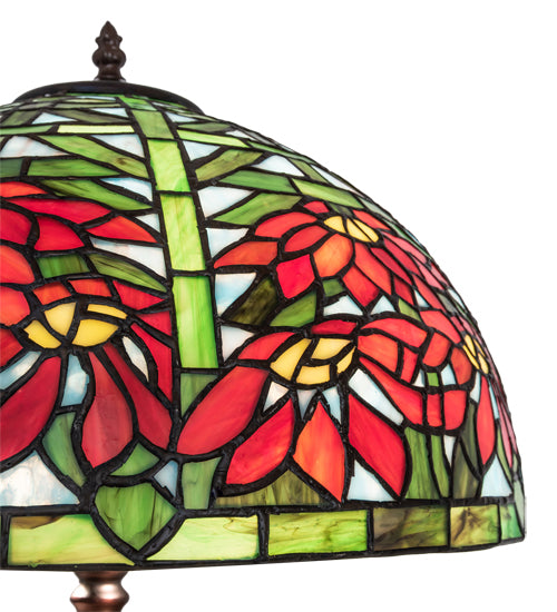 25" High Tiffany Poinsettia W/Lighted Base Table Lamp