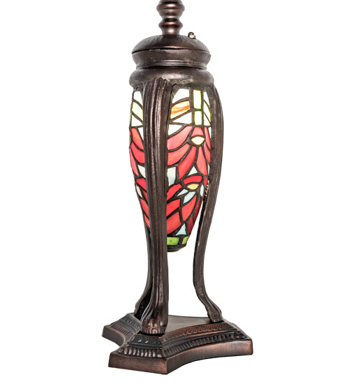 25" High Tiffany Poinsettia W/Lighted Base Table Lamp