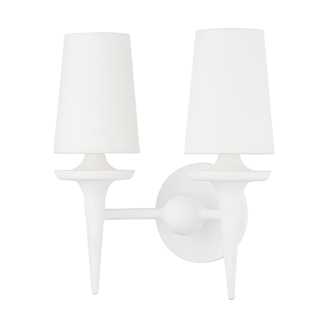 Torch 2 Light Wall Sconce - White Plaster