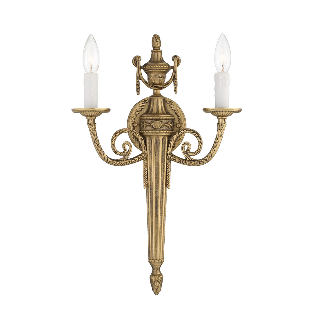 Crystorama 2 Light Matte Brass Cast Sconce