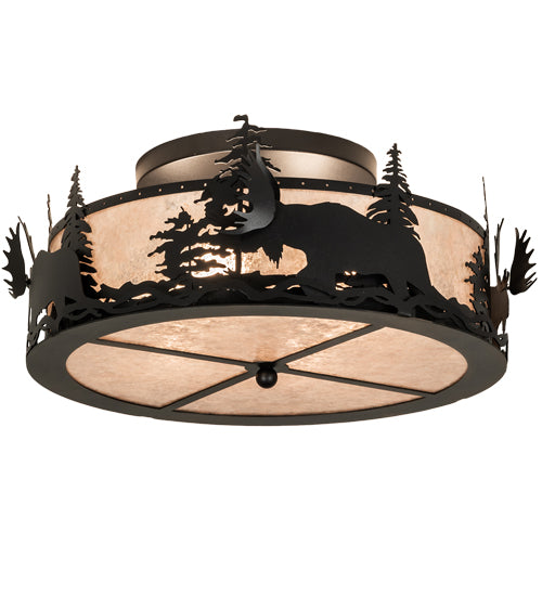 24" Wide Moose At Dusk Flushmount