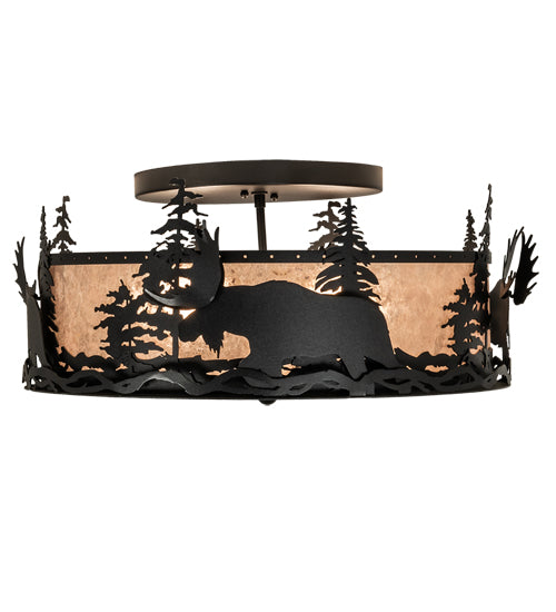 24" Wide Moose At Dusk Flushmount