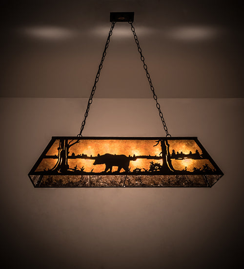 48" Long Bear At Lake Oblong Pendant