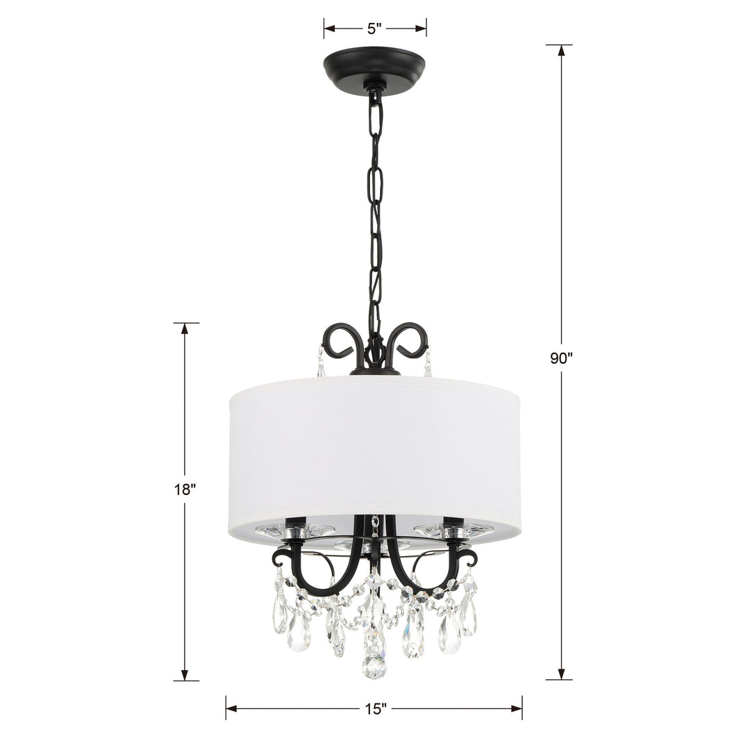 Crystorama Othello 3 Light Matte Black Mini Chandelier