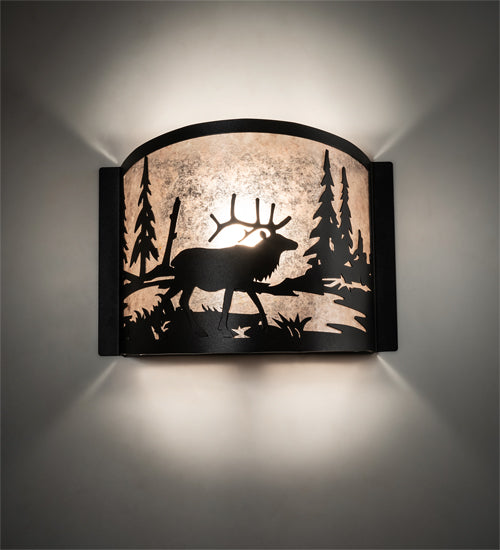 12" Wide Elk At Lake Wall Sconce