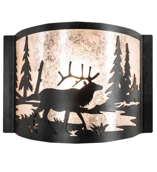 12" Wide Elk At Lake Wall Sconce