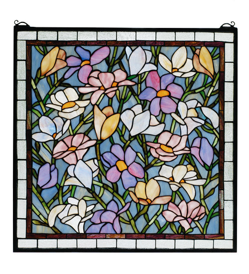 22"W X 22"H Sugar Magnolia Stained Glass Window