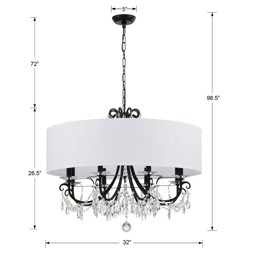 Crystorama Othello 8 Light Matte Black Chandelier