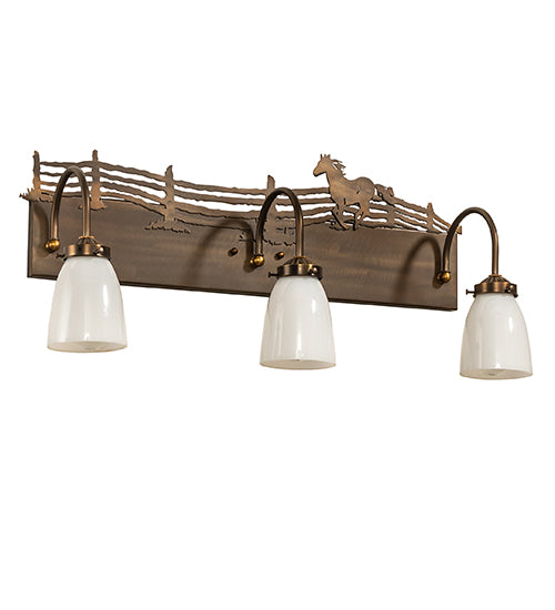 27" Wide Running Horses 3 Lt Vanity Light