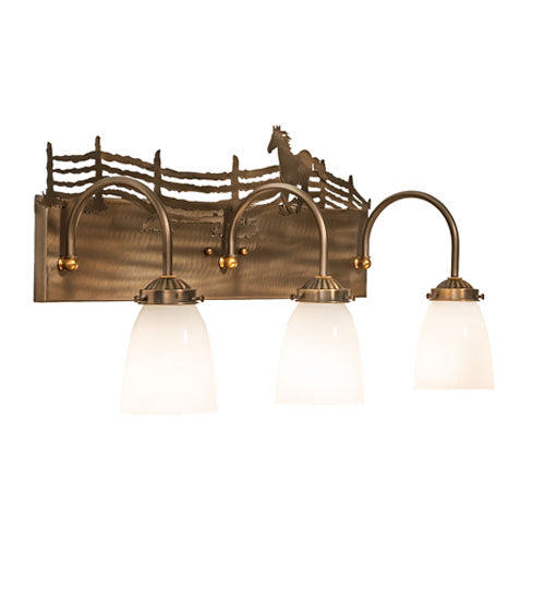 27" Wide Running Horses 3 Lt Vanity Light