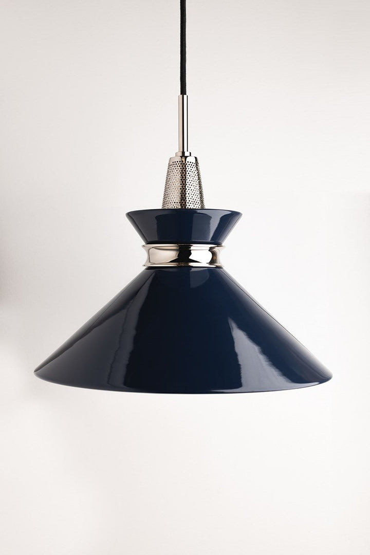 Kiki Pendant 13" - Polished Nickel/Navy