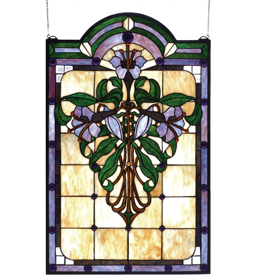 22"W X 35"H Nouveau Lily Stained Glass Window