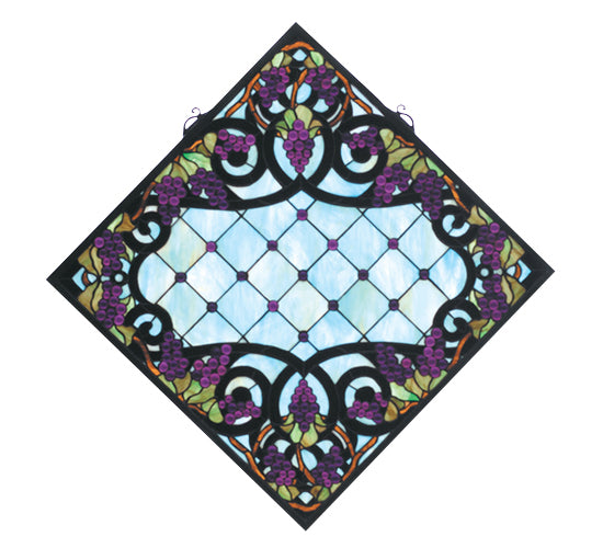 25.5"W X 25.5"H Jeweled Grape Stained Glass Window