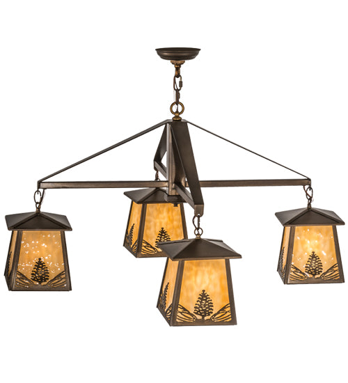 38"W Stillwater Mountain Pine 4 Lt Chandelier