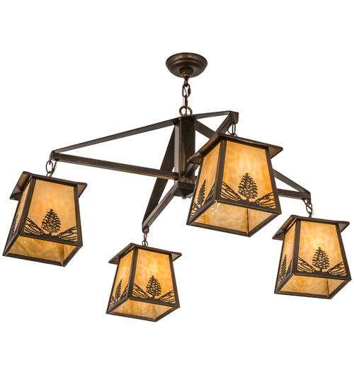 38"W Stillwater Mountain Pine 4 Lt Chandelier