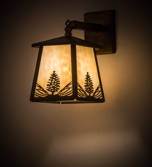 7"W Stillwater Mountain Pine Hanging Wall Sconce