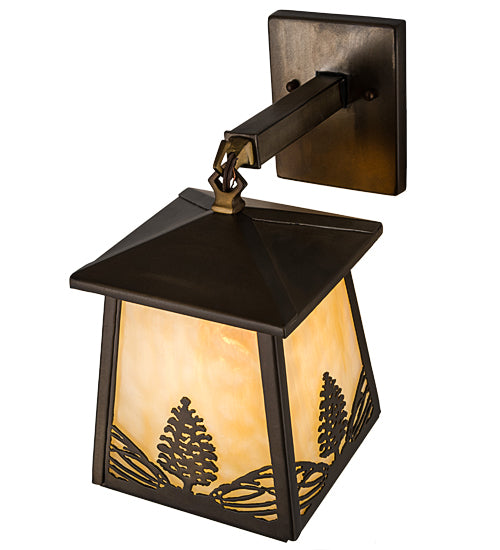 7"W Stillwater Mountain Pine Hanging Wall Sconce