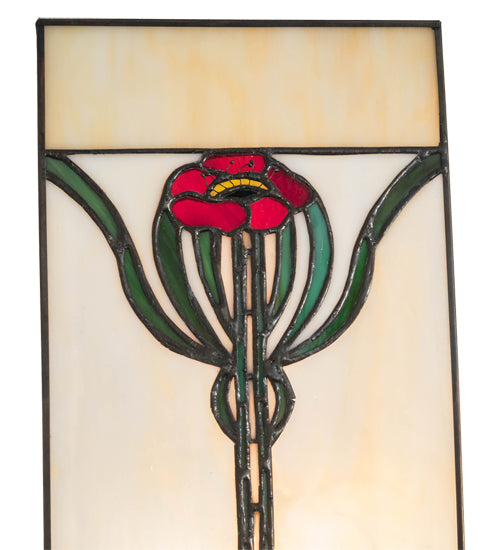 6" Wide X 12" High Poppy Stained Glass Window