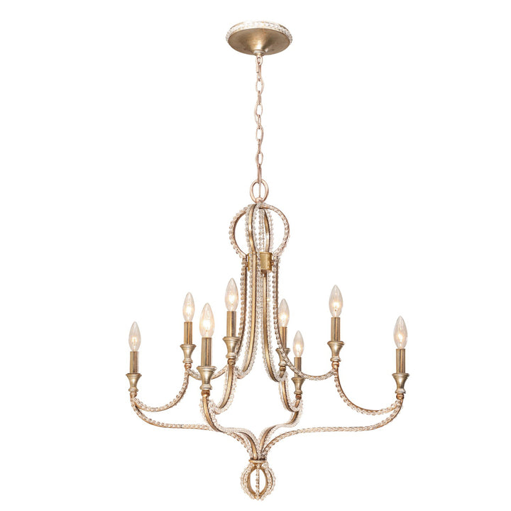 Crystorama Garland 8 Light Crystal Bead Distressed Twilight Chandelier