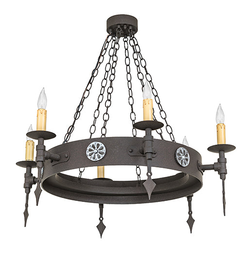 34" Wide Warwick 6 Lt Chandelier