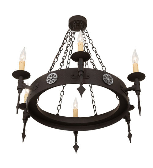 34" Wide Warwick 6 Lt Chandelier