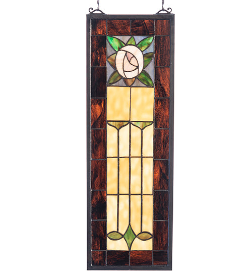 8" Wide X 25" High Pasadena Rose Stained Glass Window