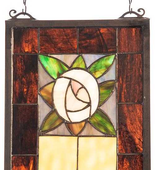 8" Wide X 25" High Pasadena Rose Stained Glass Window