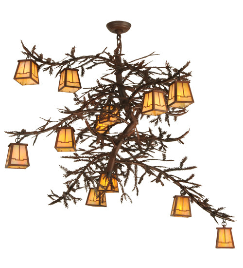 48"W Pine Branch Valley View 12 Lt Chandelier