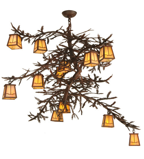 48"W Pine Branch Valley View 12 Lt Chandelier