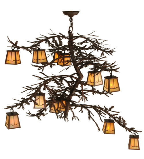 48"W Pine Branch Valley View 12 Lt Chandelier