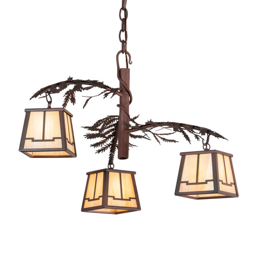 28" Wide Pine Branch Valley View 3 Light Chandelier