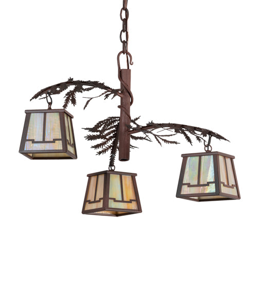 28" Wide Pine Branch Valley View 3 Light Chandelier