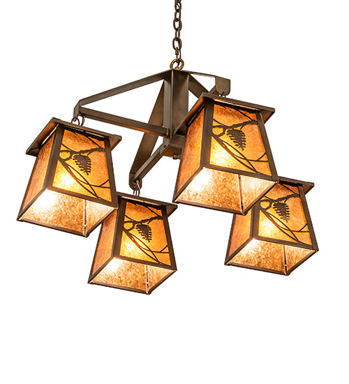 28" Wide Whispering Pines 4 Light Chandelier