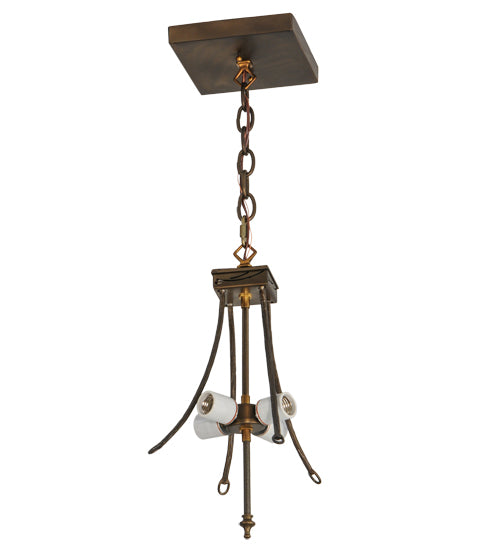 20"W Antique Copper 4 Lt Inverted Pendant Hardware