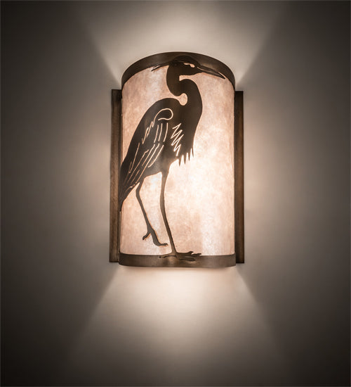 8" Wide Heron Right Wall Sconce