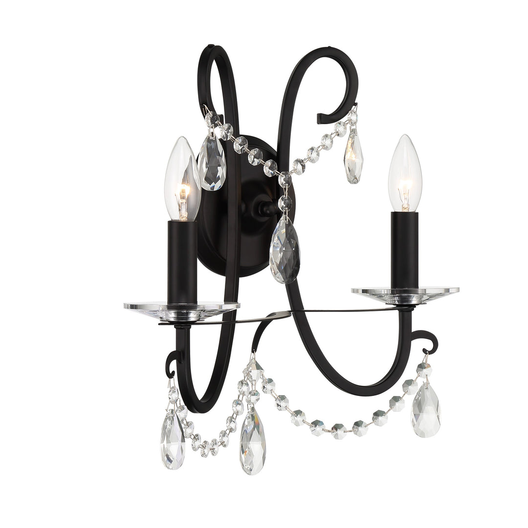 Crystorama Othello 2 Light Matte Black Sconce