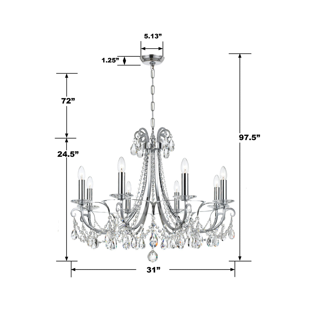 Crystorama Othello 8 Light Spectra Crystal Polished Chrome Chandelier