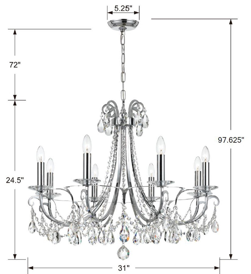 Crystorama Othello 8 Light Spectra Crystal Polished Chrome Chandelier