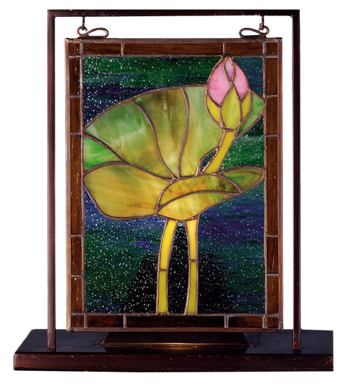 9.5"W X 10.5"H Tiffany Pond Lily Lighted Mini Tabletop Window