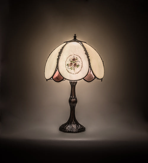 22"H Roses Hand Painted Table Lamp