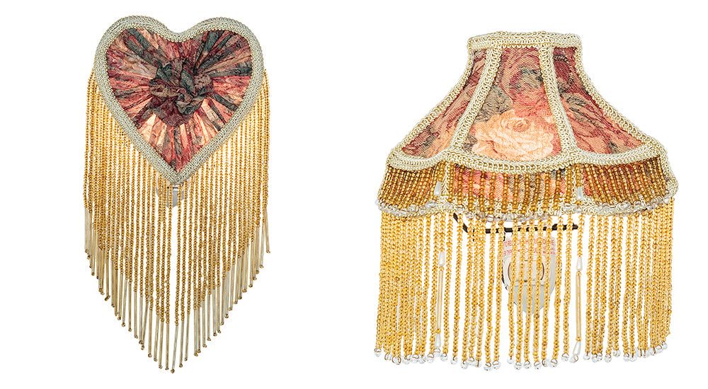 Victorian Fabric Set Of Two Fringed Night Light