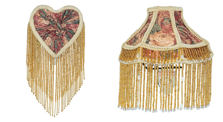 Victorian Fabric Set Of Two Fringed Night Light